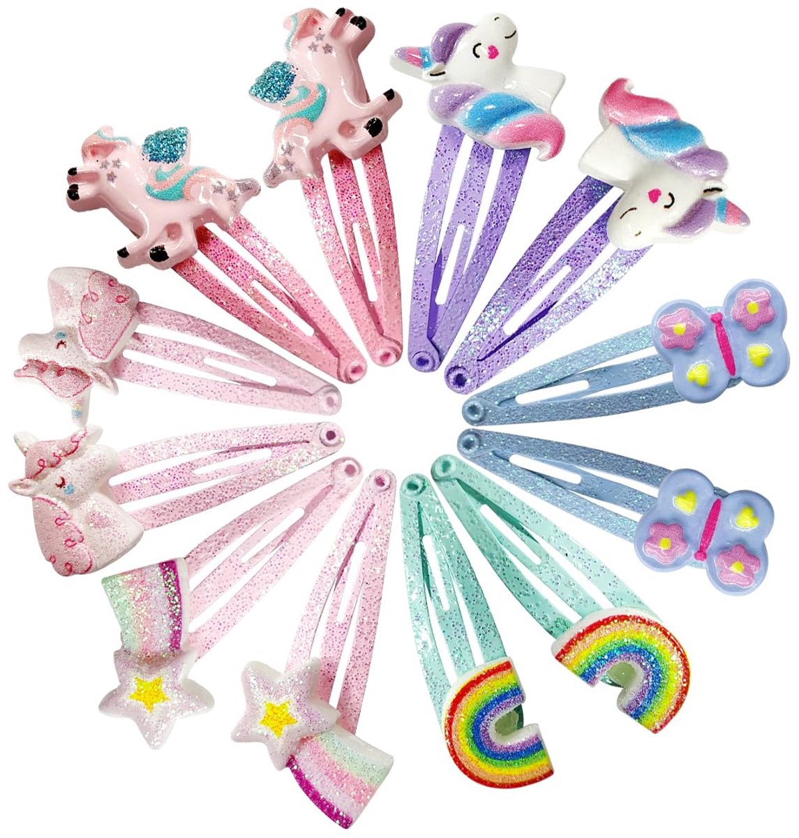 12 stuks haarspelden voor meisjes, eenhoorn-haarspeld, haarband, glitter, cartoonclips, kinderen, schattige haarspelden voor meisjes, verjaardag, haaraccessoire voor kinderen