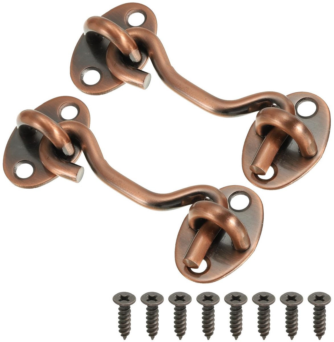 Grendeling, 2 Pack Koolstofstaal Privacy Haak en Oogvergrendeling Gate Latch Lock voor Venster Schuifdeur Schuur Deur, Rood Brons