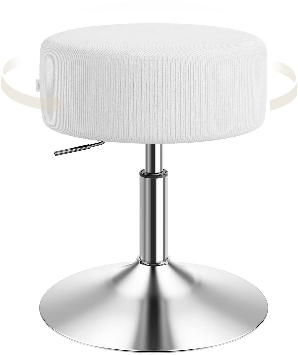 SureDeal® - Barkruk - Rond - Design kruk hoogte - Draaibaar - Gecapitonneerd - Koordzitting - 35,5x35,5x44 cm - Wit