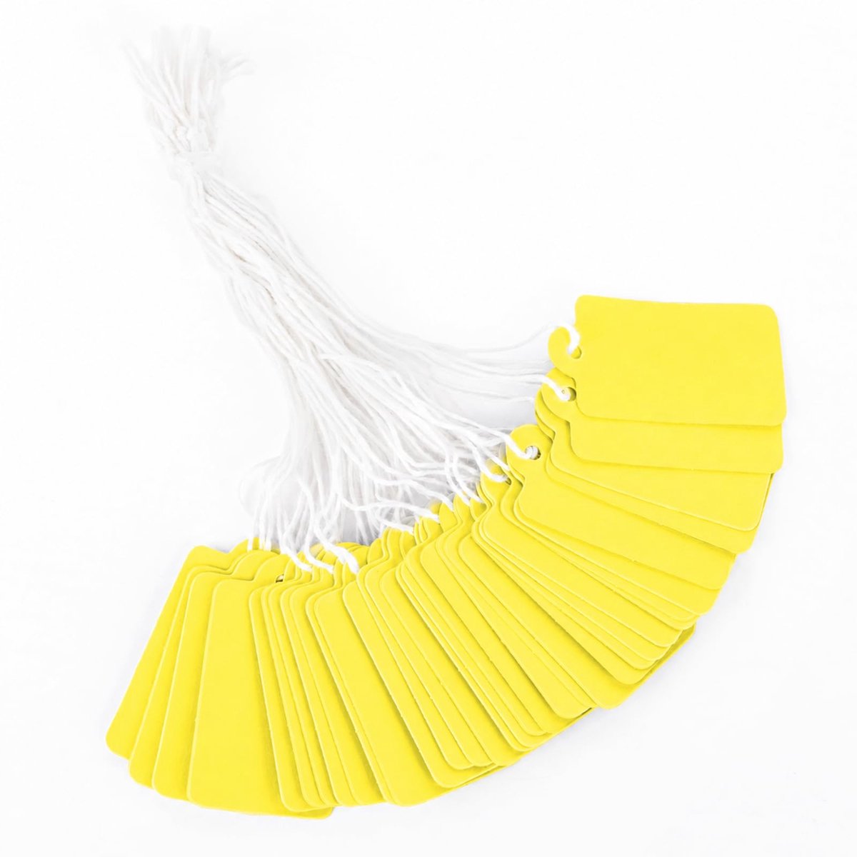 jijAcraft Geel kleine prijskaartjes met draden: 25 × 45 mm mini hangende etiketten vlooienmarkt, 200 stuks prijskaartjes hangers om te beschrijven, blanco markeringsetiketten voor doe-het-zelf
