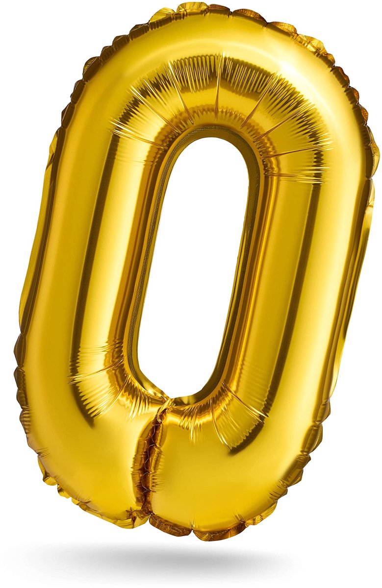 cijferballon, goud, 100cm, verjaardagsdecoratie, kinderverjaardag decoratie, jubileum, cadeau (nummer 0)