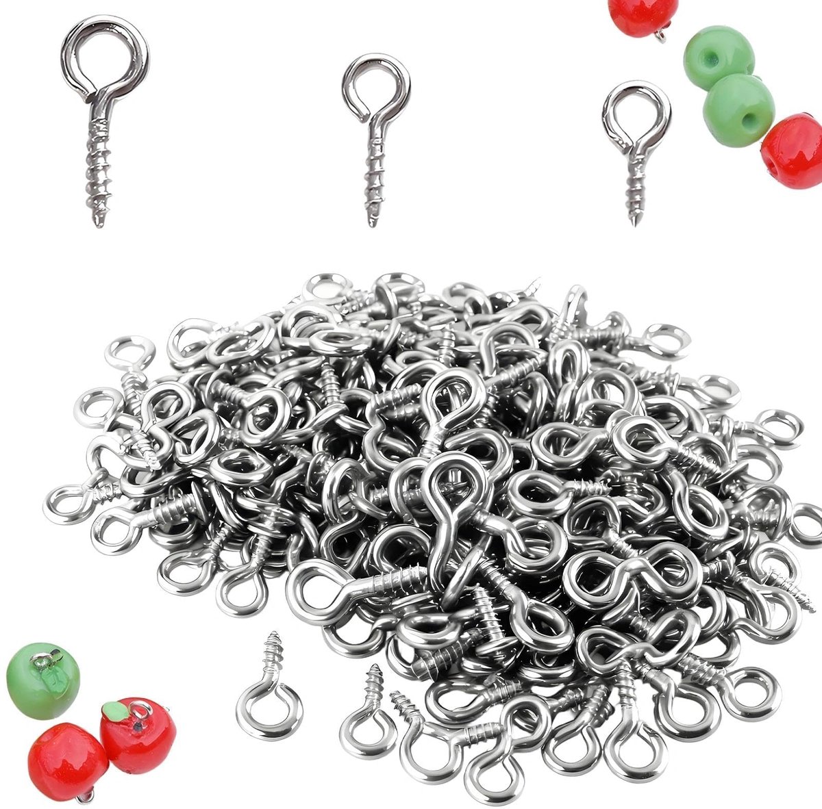 300 stuks kleine schroefoognaalden, 3 maten oogschroeven, mini metalen oogschroef, voor het maken van doe-het-zelf oorbellen, halskettingen en sieradenboringen