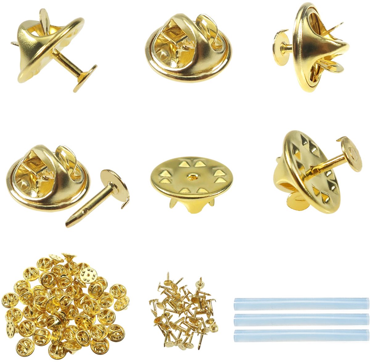 150 paar 8 mm Goud Vlinder Koppeling Metalen PinTerug Broche Sluiting met Terug Pinnen voor DIY Craft Ambachten en Sieraden Tie Tacks Reserveonderdelen