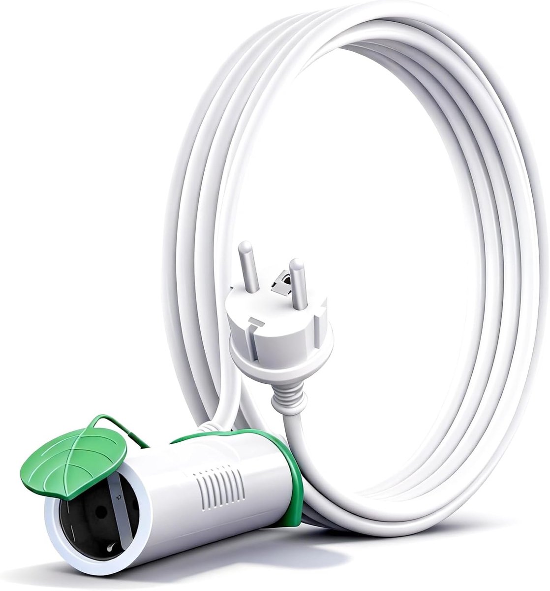 SnelShoppen - Stroomkabel voor buiten 5 m, IP44, waterdicht, wit, H05VV-F 3 x 1,5 mm² met 2 Schuko-stopcontacten voor tuin, terras, feesten en werk