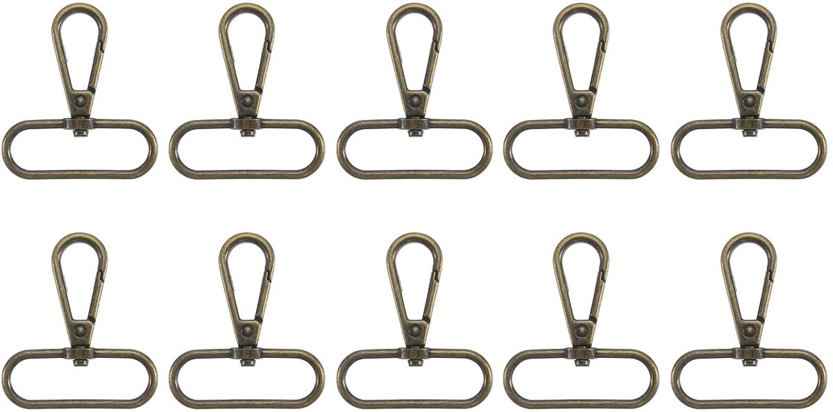 Draaibare karabijnhaak, ovale ring, karabijnsluiting, metalen drukpoort, klikhaak voor het maken van portefeuilles, sleutelhangers, riemriemen, messing, 20mm