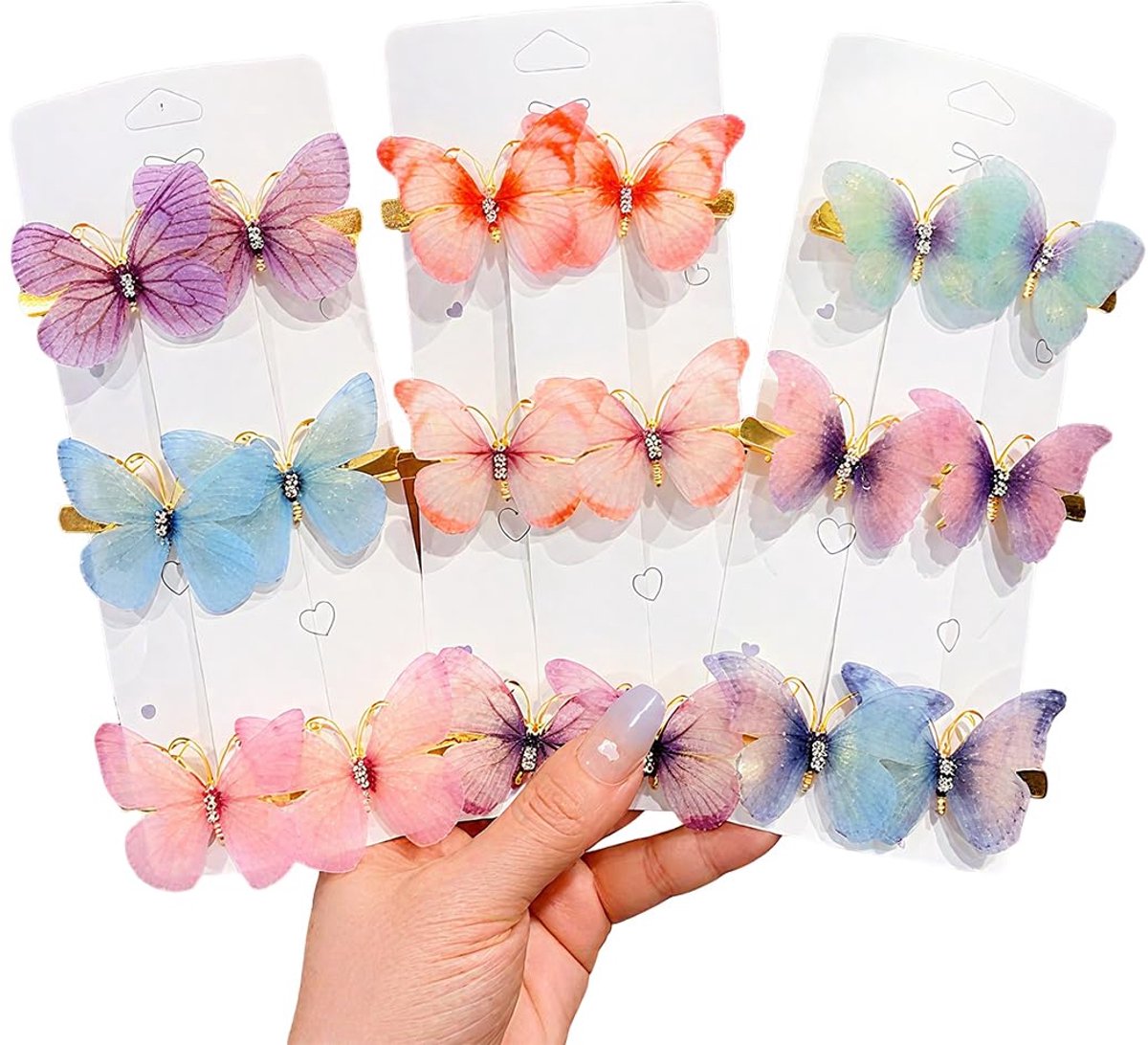18 stuks haarspeldjes voor meisjes, vlinder, pailletten, haarclip voor vrouwen