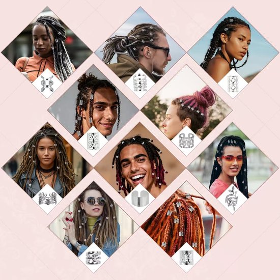 100 stuks Viking dreadlocks haaraccessoires, zilver, verstelbare haarringen voor vlechten, haarkralen en haarspiralen voor vlechten, accessoires decoratie voor mannen en vrouwen — afbeelding 4