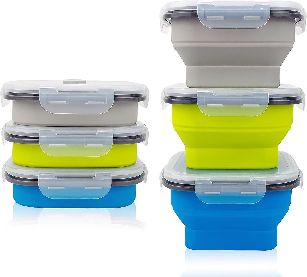 Driedelige opvouwbare voedselopslagcontainers van 900ml met luchtdichte deksels, ideaal voor camping, reizen en keukenbereiding