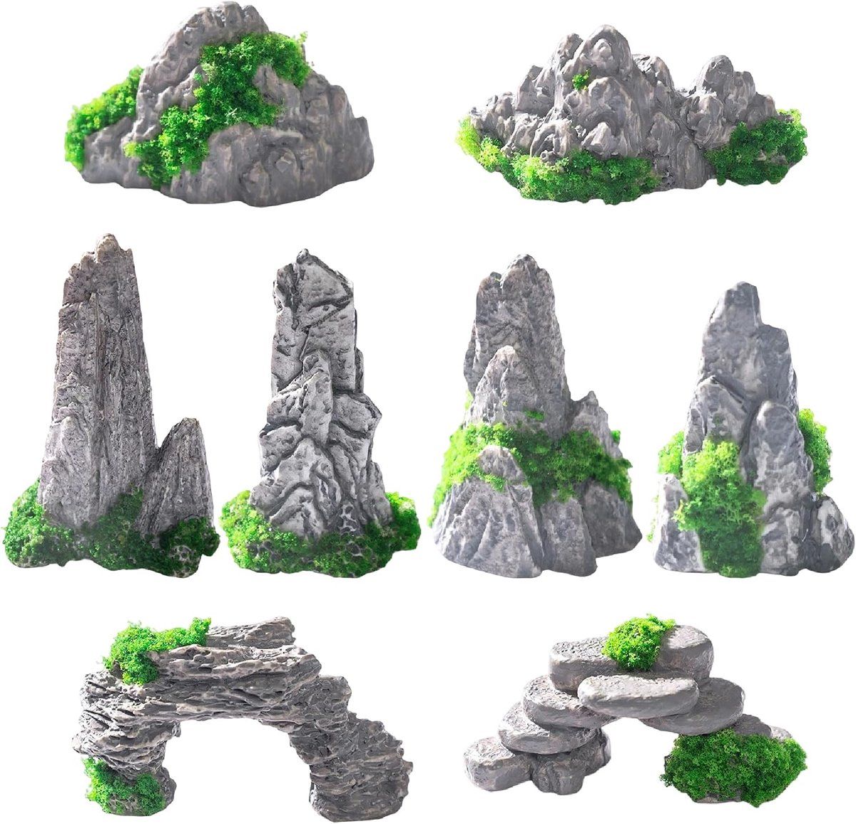 8 stuks miniatuur bergen decoratie landschap, zentuin, mini hars decoratie voor mini tuin, bergen bonsai, micro landschap