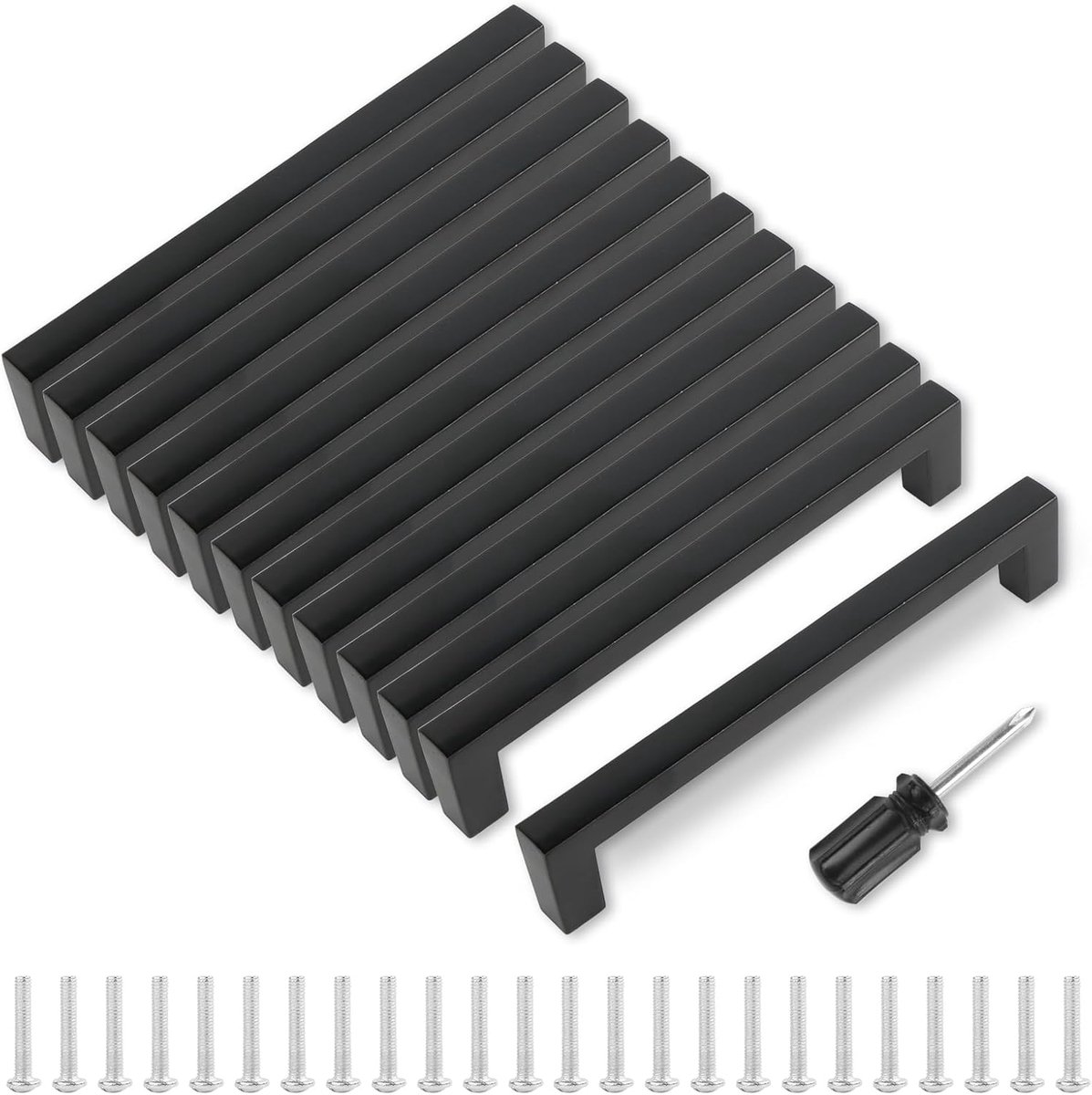 12 stuks meubelgrepen, zwart, 96 mm, keukengreep, ladegrepen met schroeven 22 mm, deurgrepen voor lade, kast, meubels, keuken