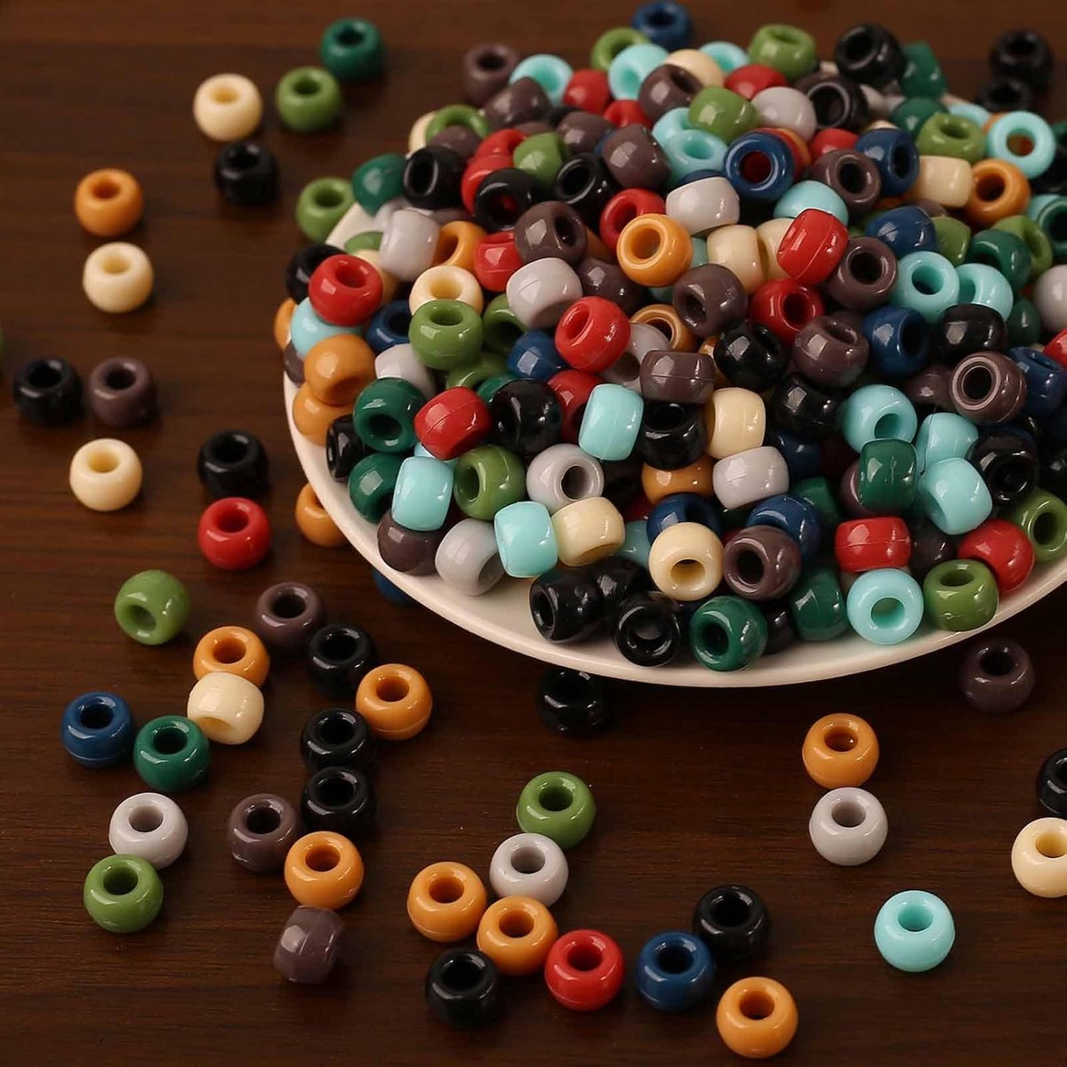 Kralen plastic ambachtelijke kralen pony kraal bulk met groot gat voor rijgen 6 x 8 mm voor sieraden, inrijgen armbanden knutselen (kleur-d)