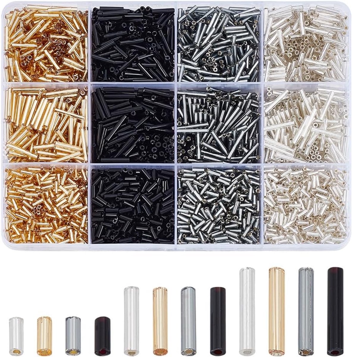 Kralen 12 stijlen buiskralen kit zaad losse spacer kralen kleine ambachtelijke kralen voor doe-het-zelf armband kettingen oorbel sieraden maken, gat: 0,5 mm