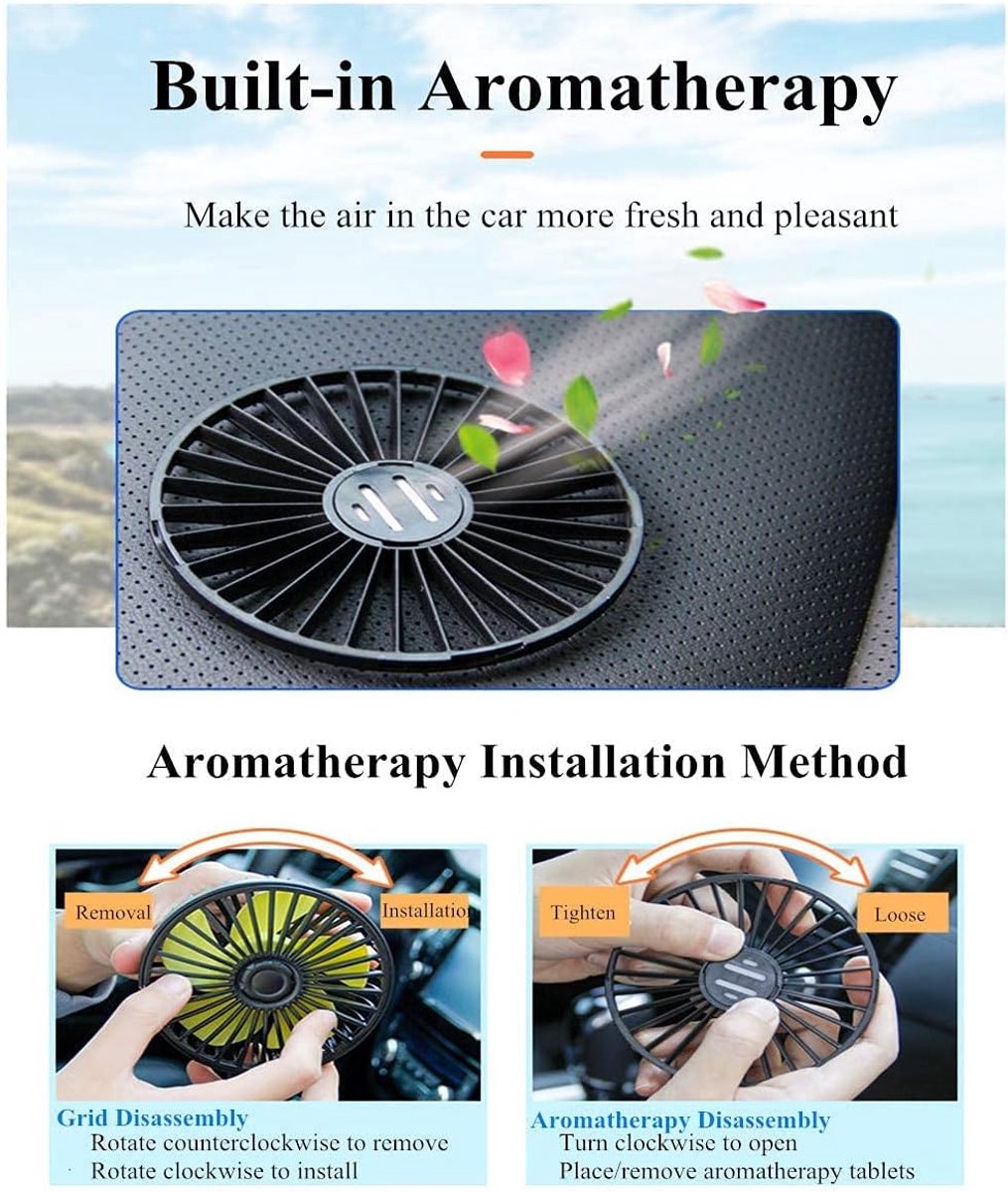 Dual Head-autoventilator, 5 V, elektrische autokoelventilator, voertuiggemonteerde USB-ventilator, 3-voudig 360 graden draaibare dubbele head-autoventilator, luchtcirculator voor thuiskantoor van het dashboard van de auto (geel)
