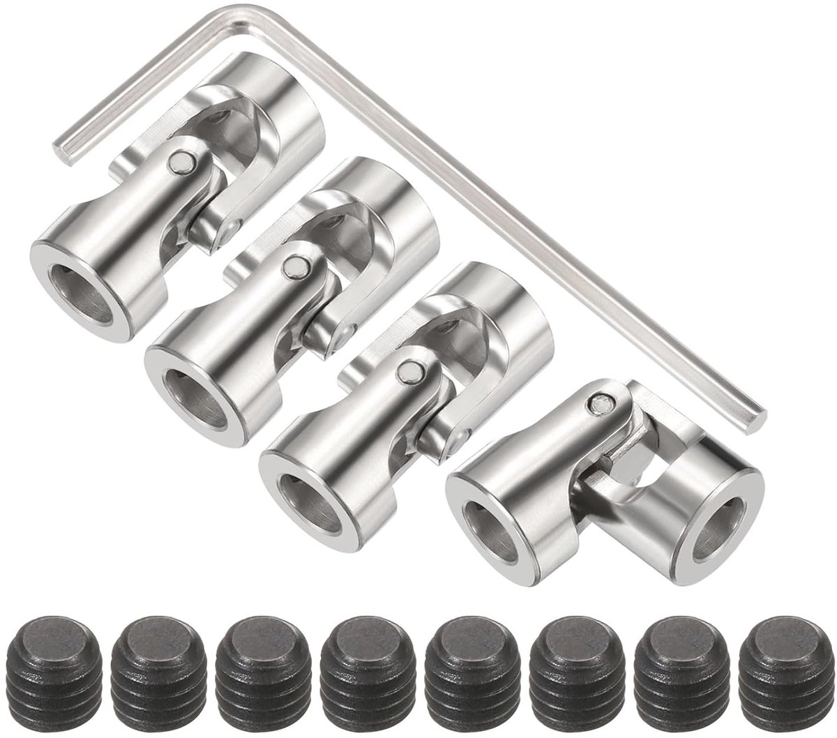 4 stuks 5 mm tot 5 mm ID-stuurgewricht, universele askoppeling, L23XD11 metaal, 45° graden scharnieren, draaikoppeling met schroeven, moersleutelset voor asverbinding, 4 stuks