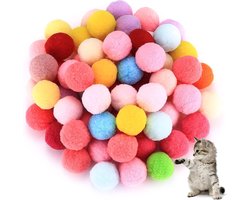 wugongshan 100 stuks speelgoedballen voor katten, kleurrijke pompons voor katten, interactief speelgoed voor huisdieren, katten, kattenballen voor huisdieren