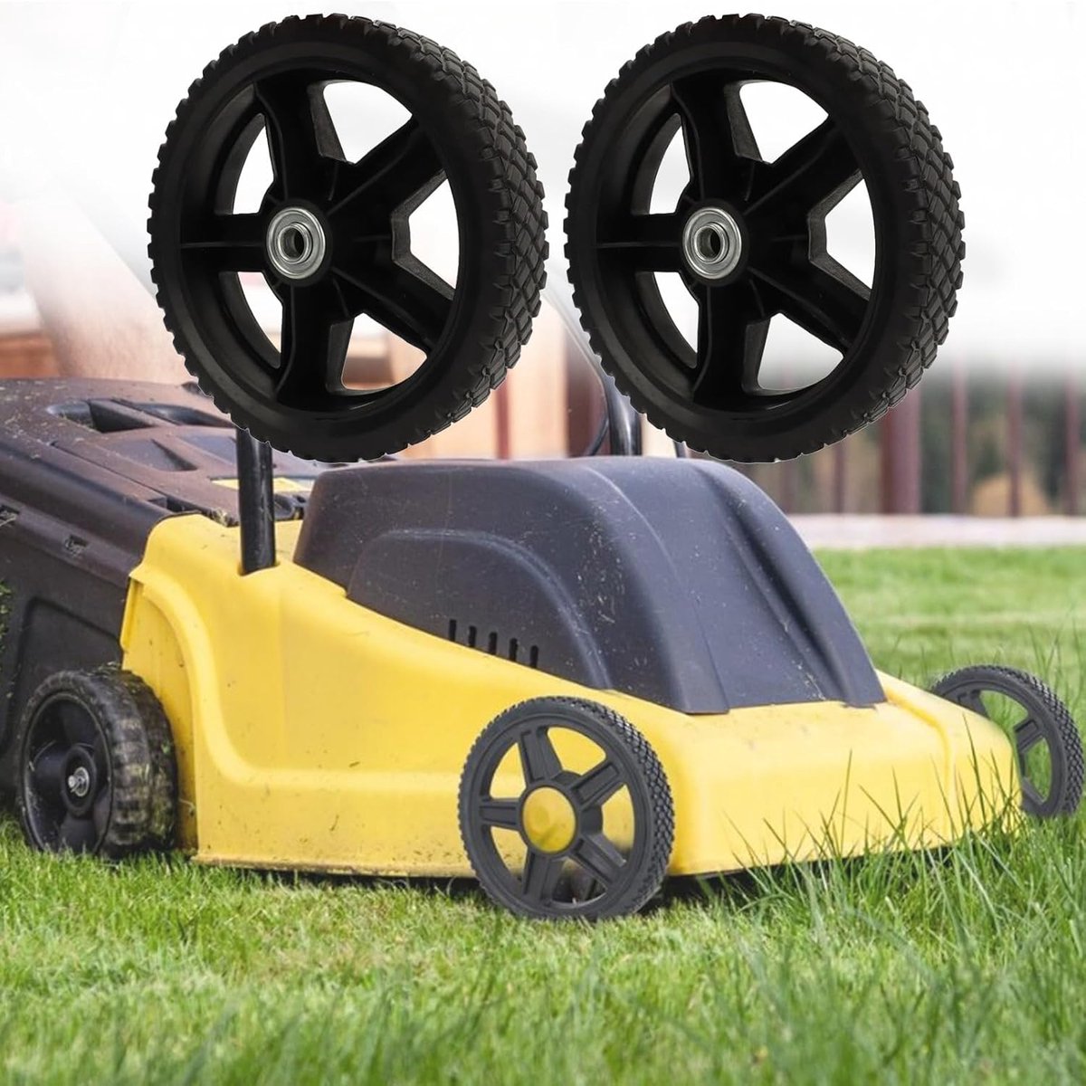 2 stuks Ø200 mm duwgrasmaaierwielen, bediening grasmaaier wielen voorkomen wrijving hoge stabiliteit uitstekende tractie voor verschillende terreinen (diameter 12,7 mm)