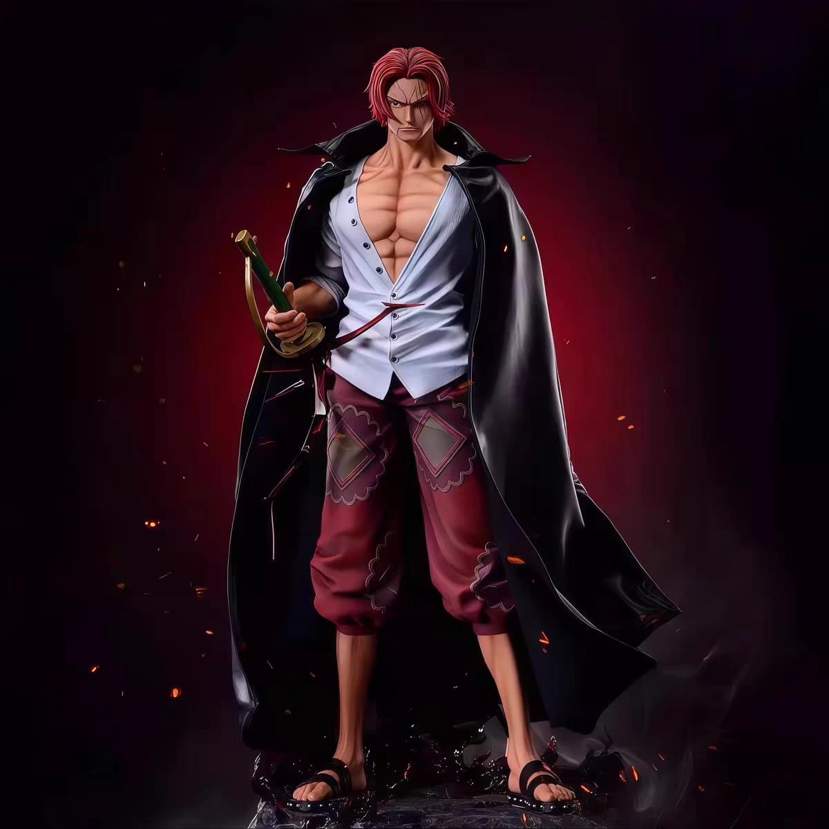 One Piece - Shanks - 73cm - Anime Heroes - Action Figure - Geschenk - Ornament - Beeldje - PVC - Collection - Figuren - Met echt leren cape