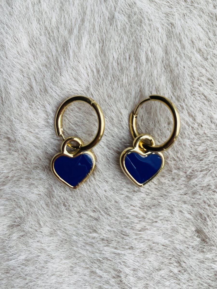 Oorbellen met blauw hartje