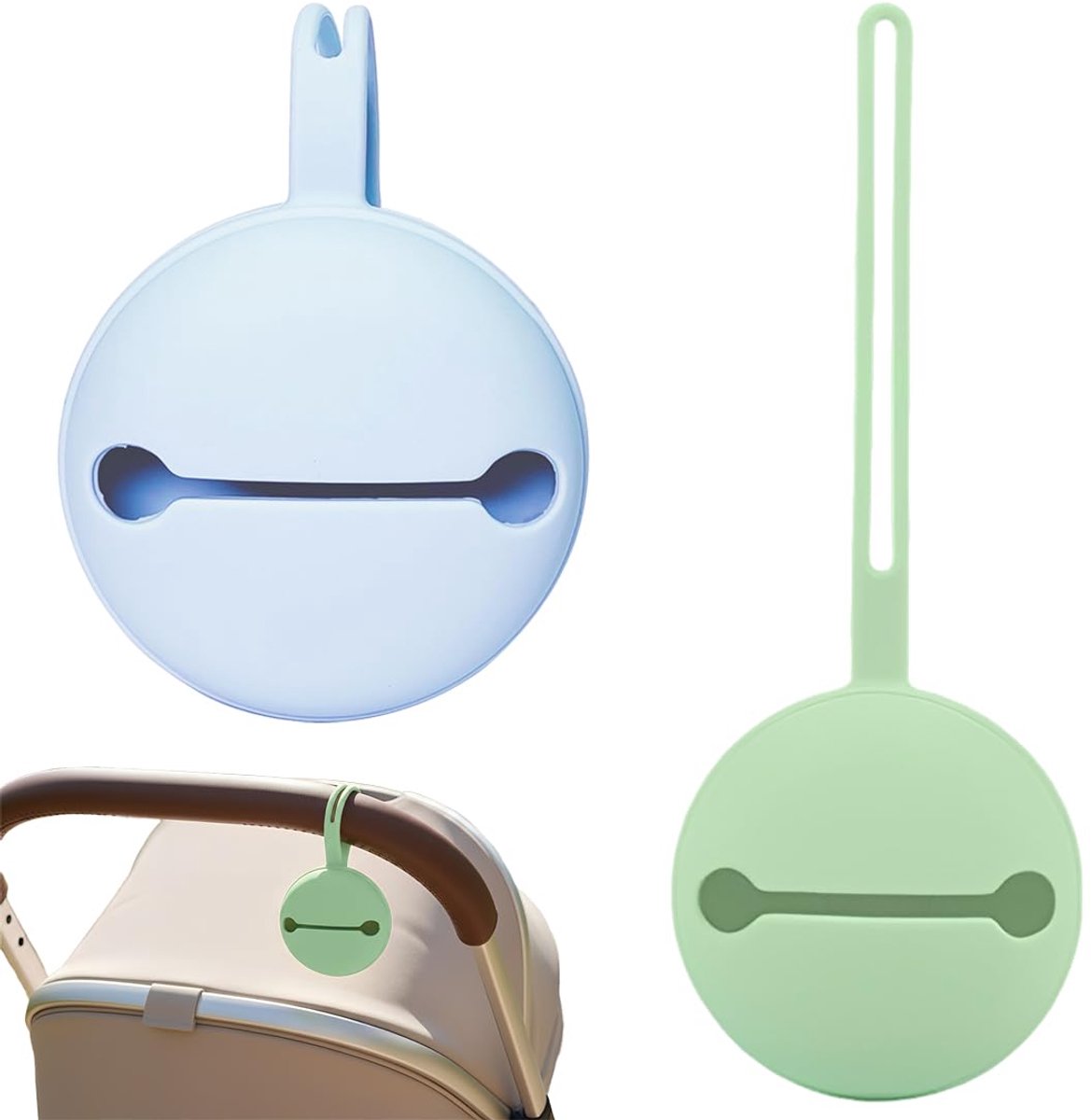 SnelShoppen - 2 Stuks Silikon Schnullerbox voor Onderweg, Handige Opbergtas voor Fopspeen, Perfect voor Kinderen, Reis, Compact en Lichtgewicht, Makke