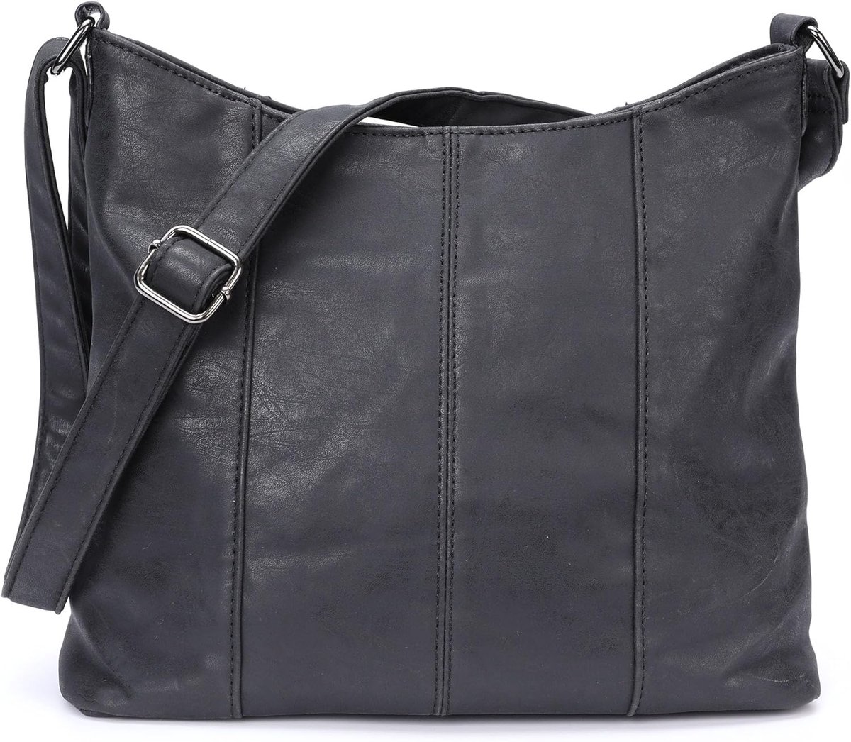 SnelShoppen - Handtas voor dames, hobo schoudertas, praktische hengseltas met veel vakken, vintage look, medium formaat met ritssluiting, ideaal voor