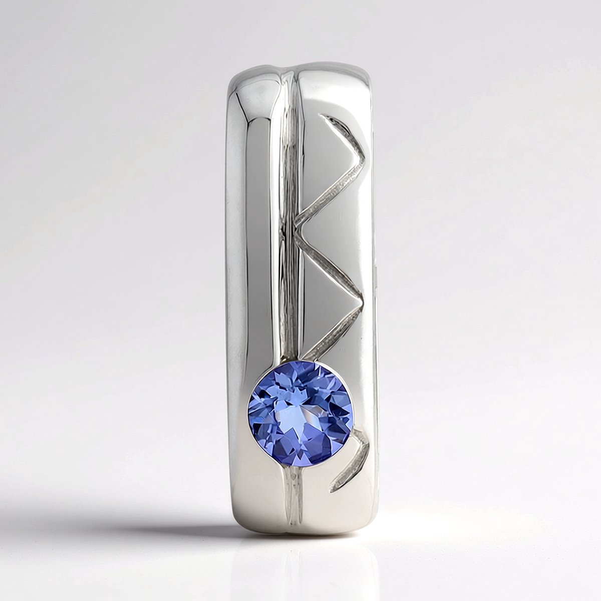 Cavill - Zilveren Hanger met 0,255 ct Rondgeslepen Tanzaniet uit Tanzania - 925 Sterling Zilver met Palladiumlaag - Modern Elegant Geometrisch Design