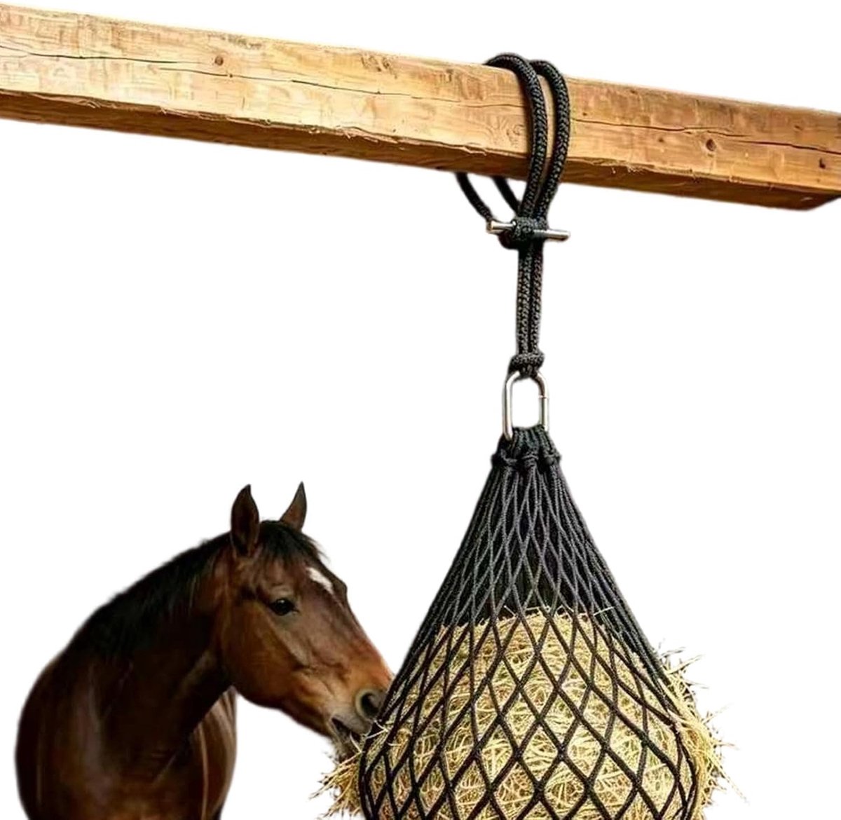 Paardenemmer Ophangband - Stal Bevestigingsband - Voerbak Ophangen - Antislip Stabiliteit - 41 cm - Zwart
