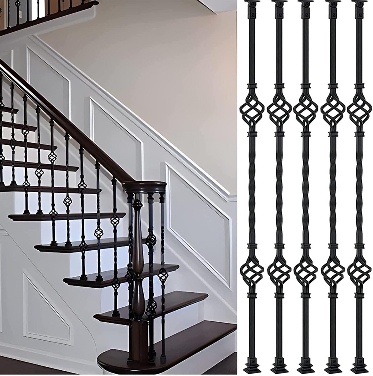 Dek Baluster Kolom - Trap Baluster - Trap Verbetering - Verstelbare Beugel - 120cm - Zwart