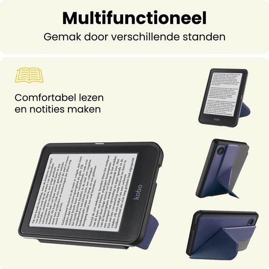 Hoes Geschikt voor Kobo Clara 2E - E-reader Bescherm Hoesje Case Sleep Cover Trifold - Hoes Geschikt voor Kobo Clara 2E Hoesje - Donkerblauw — afbeelding 3