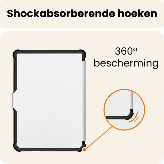 Hoesje Geschikt voor Kobo Clara HD Hoes Book Case Trifold - Hoes Geschikt voor Kobo Clara HD Hoesje Book Cover - Wit van Hoesje  — afbeelding 5