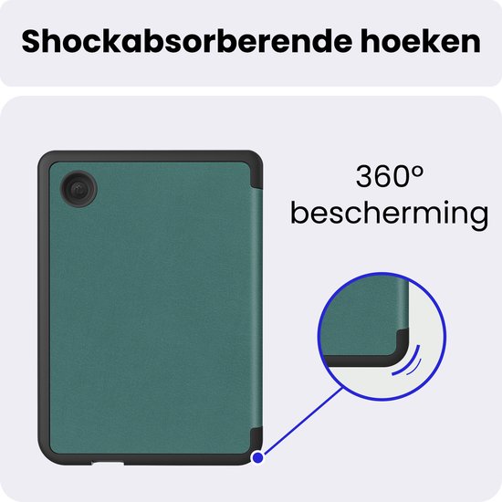 Hoes Geschikt voor Kobo Clara 2E - Met Screenprotector - Luxe E-reader Trifold Case - Bescherm Hoesje Book Cover - Donkergroen — afbeelding 5