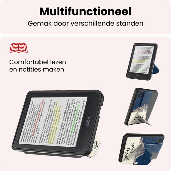 Hoes Geschikt voor Kobo Clara Colour Hoesje Bookcase Cover Book Case Hoes Sleepcover Trifold - Kat — afbeelding 3
