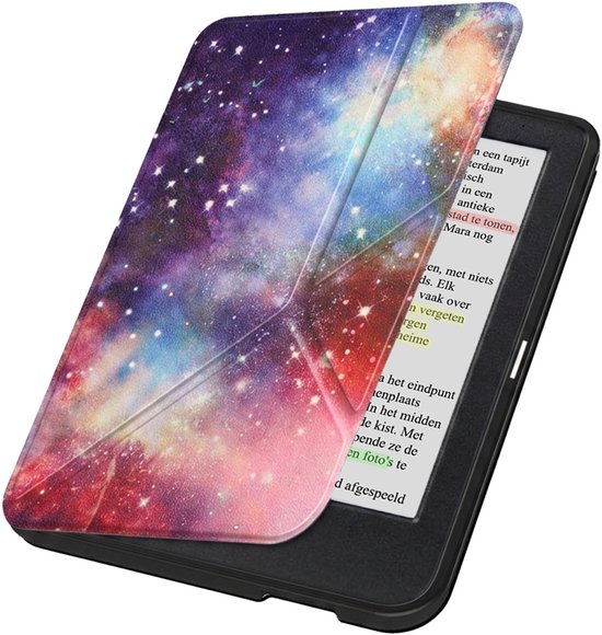 Hoesje Geschikt voor Kobo Clara Colour Hoes Book Case Trifold - Hoes Geschikt voor Kobo Clara Colour Hoesje Book Cover - Galaxy