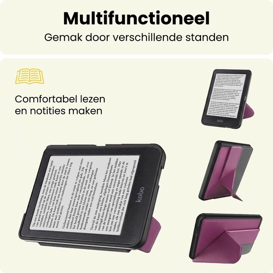 Hoes Geschikt voor Kobo Clara HD - E-reader Bescherm Hoesje Case Sleep Cover Trifold - Hoes Geschikt voor Kobo Clara HD Hoesje - Paars — afbeelding 3