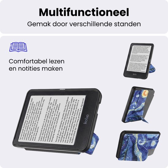 Hoes Geschikt voor Kobo Nia - Luxe E-reader Trifold Case - Bescherm Hoesje Book Cover - Sterrenhemel — afbeelding 3