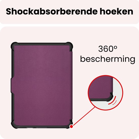 Hoes Geschikt voor Kobo Clara HD Hoesje Bookcase Cover Book Case Hoes Sleepcover Trifold - Paars — afbeelding 5