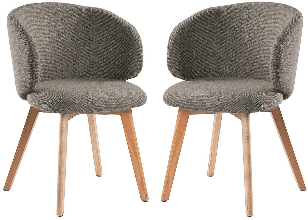 CALICOSY - Stoelen set van 2, stof en massief houten poten H79 cm - SOLÈNE