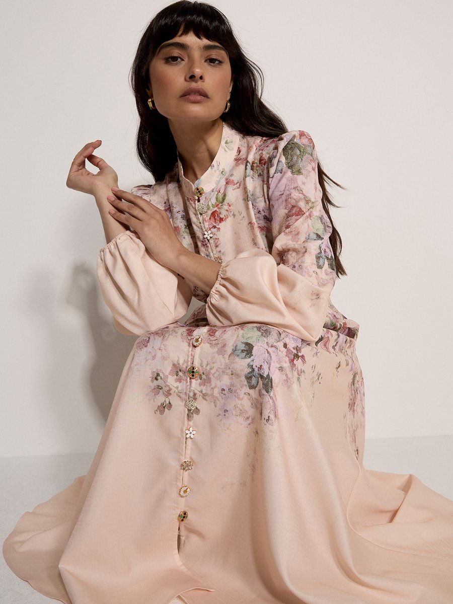 Midi-jurk met vintage bloemenprint