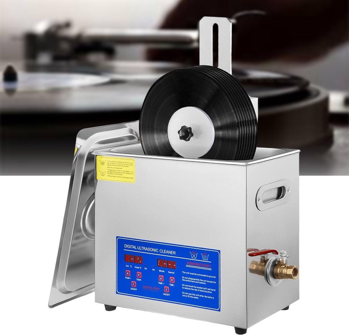 Ultrasone Platenreiniger - Vinyl Reiniger - Platen Schoonmaken - Roestvrij Staal - 32.5 x 17.8 x 27.2 cm - Zilver