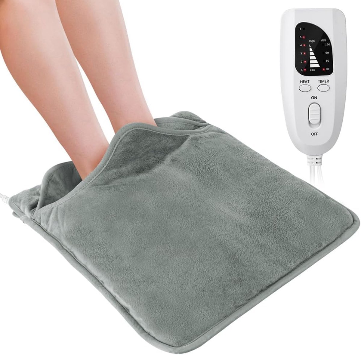 Voetenwarmer - Verwarming - Warmte en Comfort - Instelbare Temperatuur - 40x40 cm - Grijs