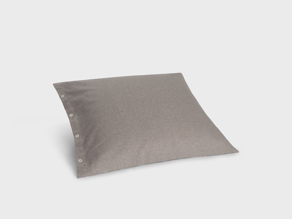Yumeko kussensloop flanel stone bruin 65x65 - Biologisch & ecologisch - 1 stuk