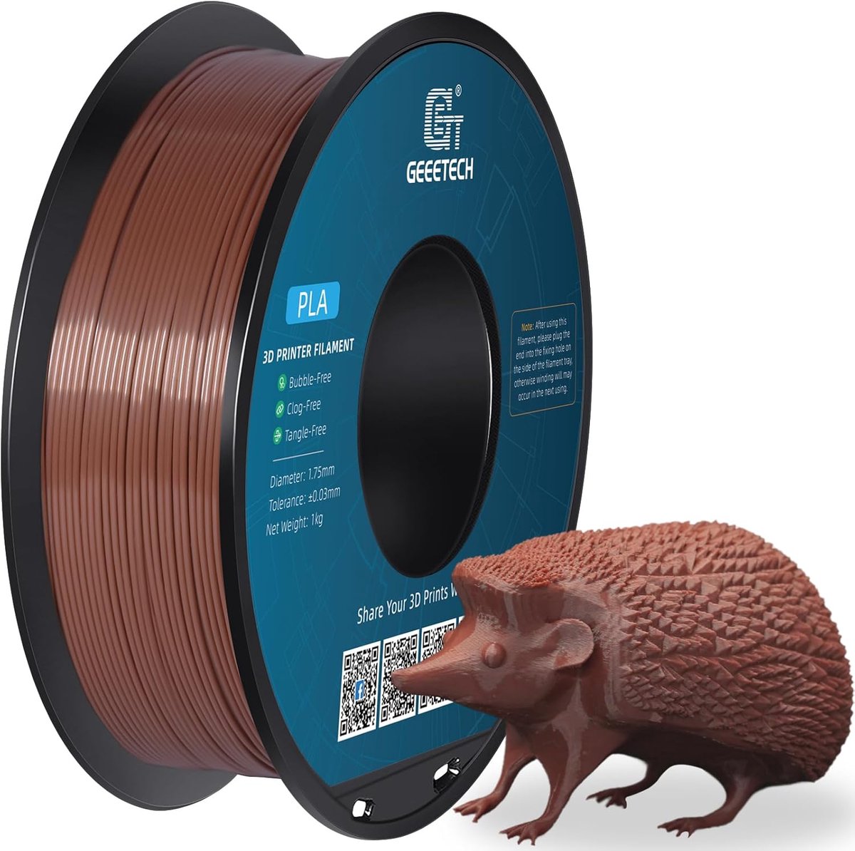 GEEETECH Filament PLA Brown/ Bruin 1.75mm 1kg 3D Printer Filament