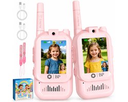 BP® Walkie Talkie pour Enfants - Rose - Vidéo Walkie Talkie avec Caméra - Préappairé - Déformateurs de Voix - Walkie Talkie Rechargeable - Set de 2