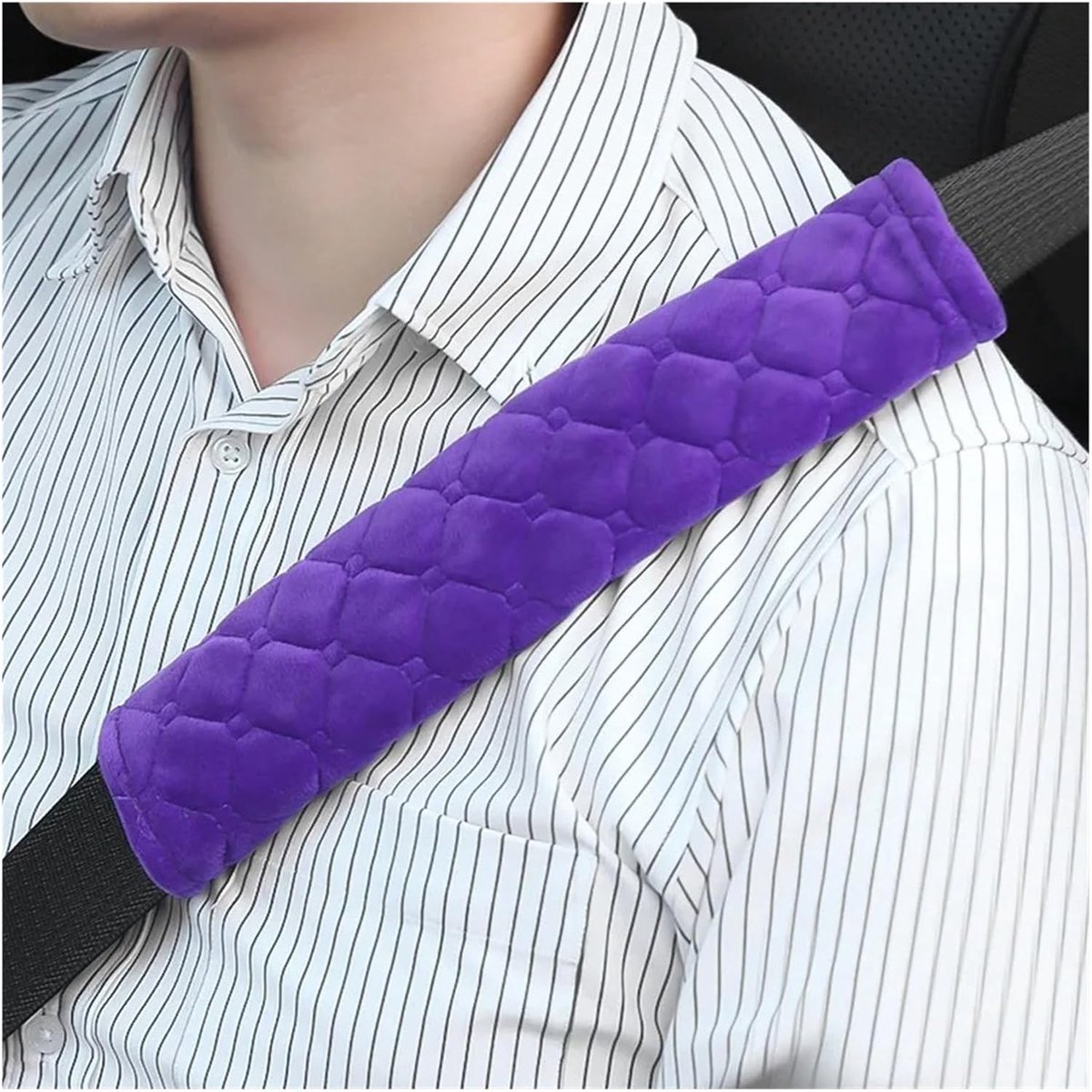 Gordelkussen - Schouderbeschermer - Comfortabel Rijden - Zacht Pluche Materiaal - 25 cm - Paars