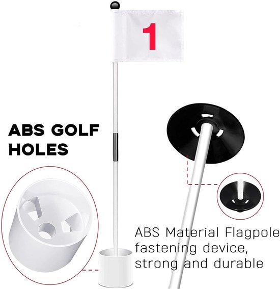 Golf Putting Vlag - Golf Oefen Set - Golf Oefenen - Dubbelzijdig Ontwerp - 493 cm - Wit van GOLF — afbeelding 3