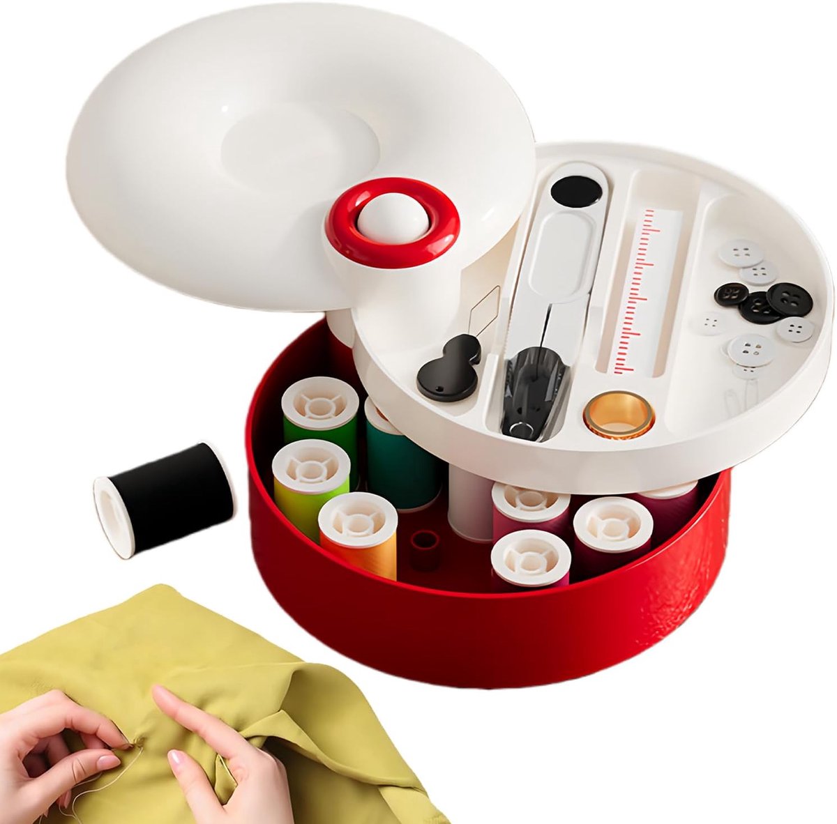 Naaiset Reis - Draadknutselset - Snelle Reparaties - Magnetische Koffer - 16 Delig - Rood Groen
