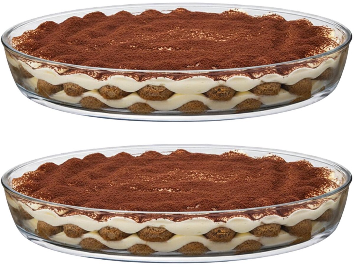 Alessandro Ovenschaal - 2x - 4 liter - 39 x 28 x 7 cm - glas - vaatwasser bestendig - transparant