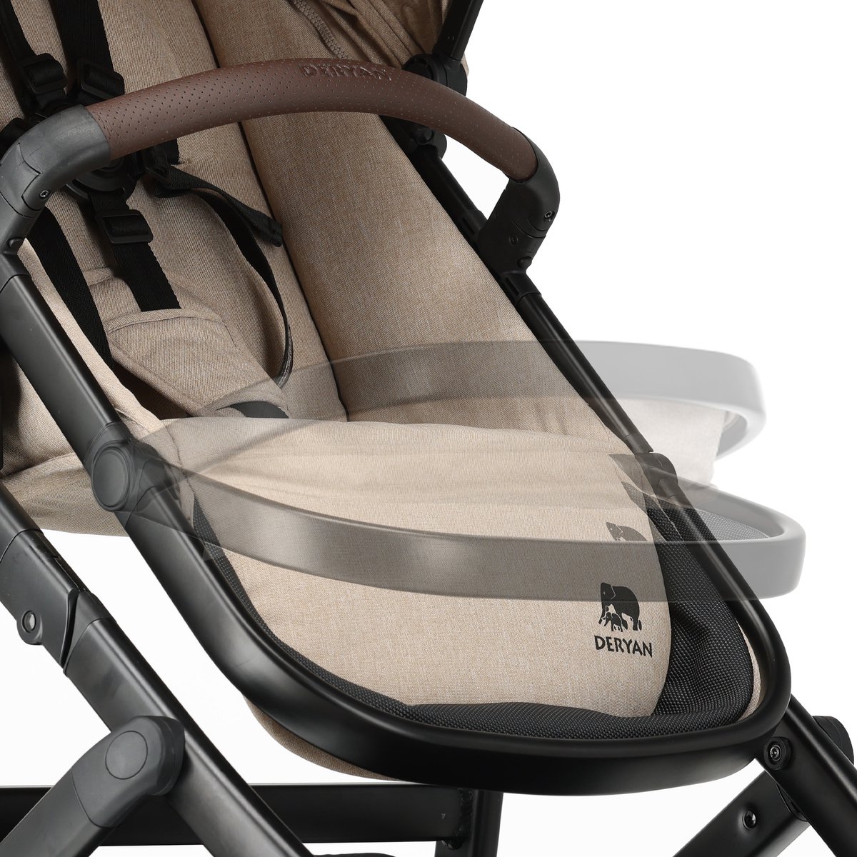 DERYAN Evy V3 Duo Kinderwagen met Reiswieg - Nougat - afbeelding 3