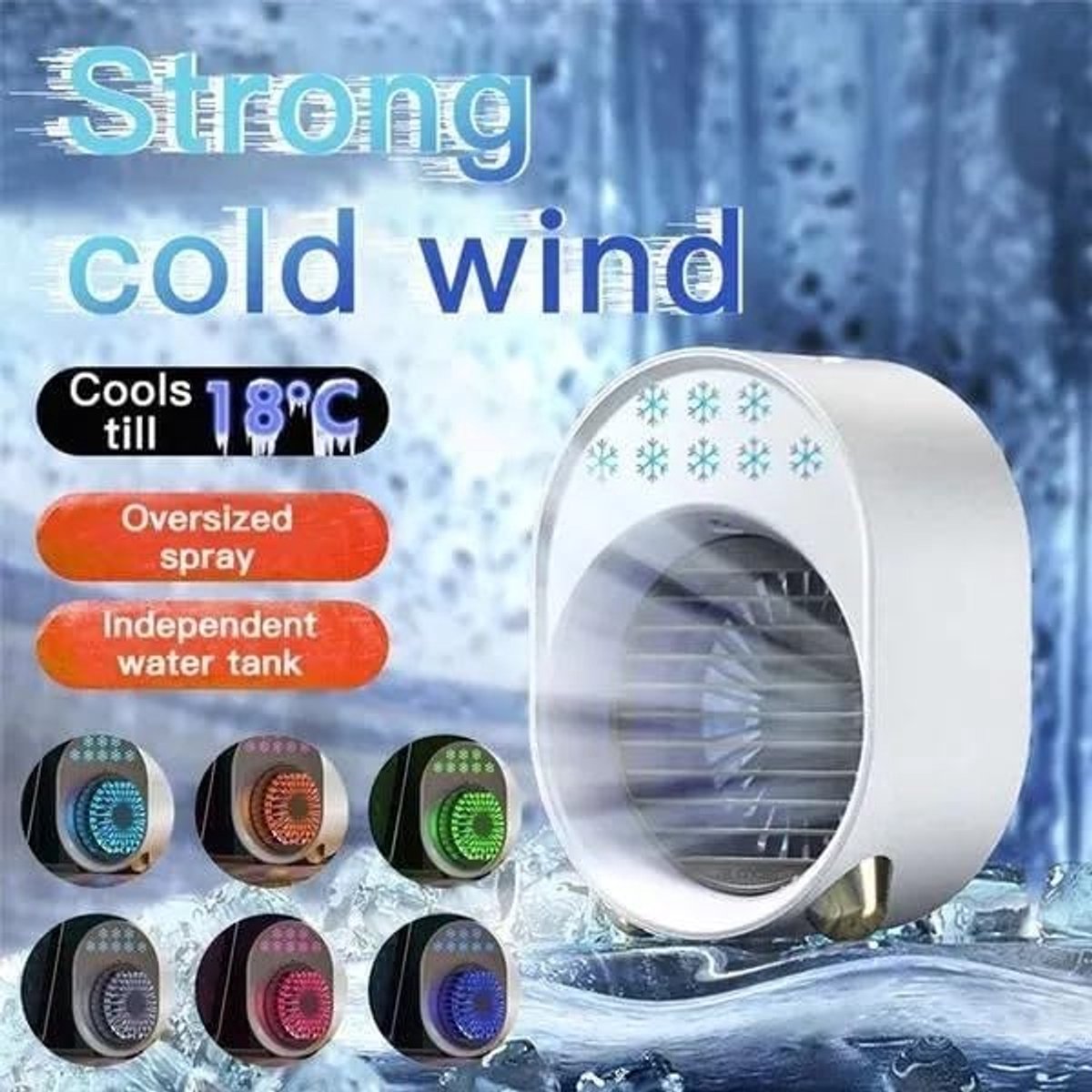 Mobiele airconditioner - Ventilator - 4-in-1 draagbare desktop aircooler - USB oplaadbare luchtkoeler met waterverneveling - 3 windsnelheden - LED Verlichting - geschikt voor slaapkamer - auto - caravan en camping - sproeistanden – foto 2