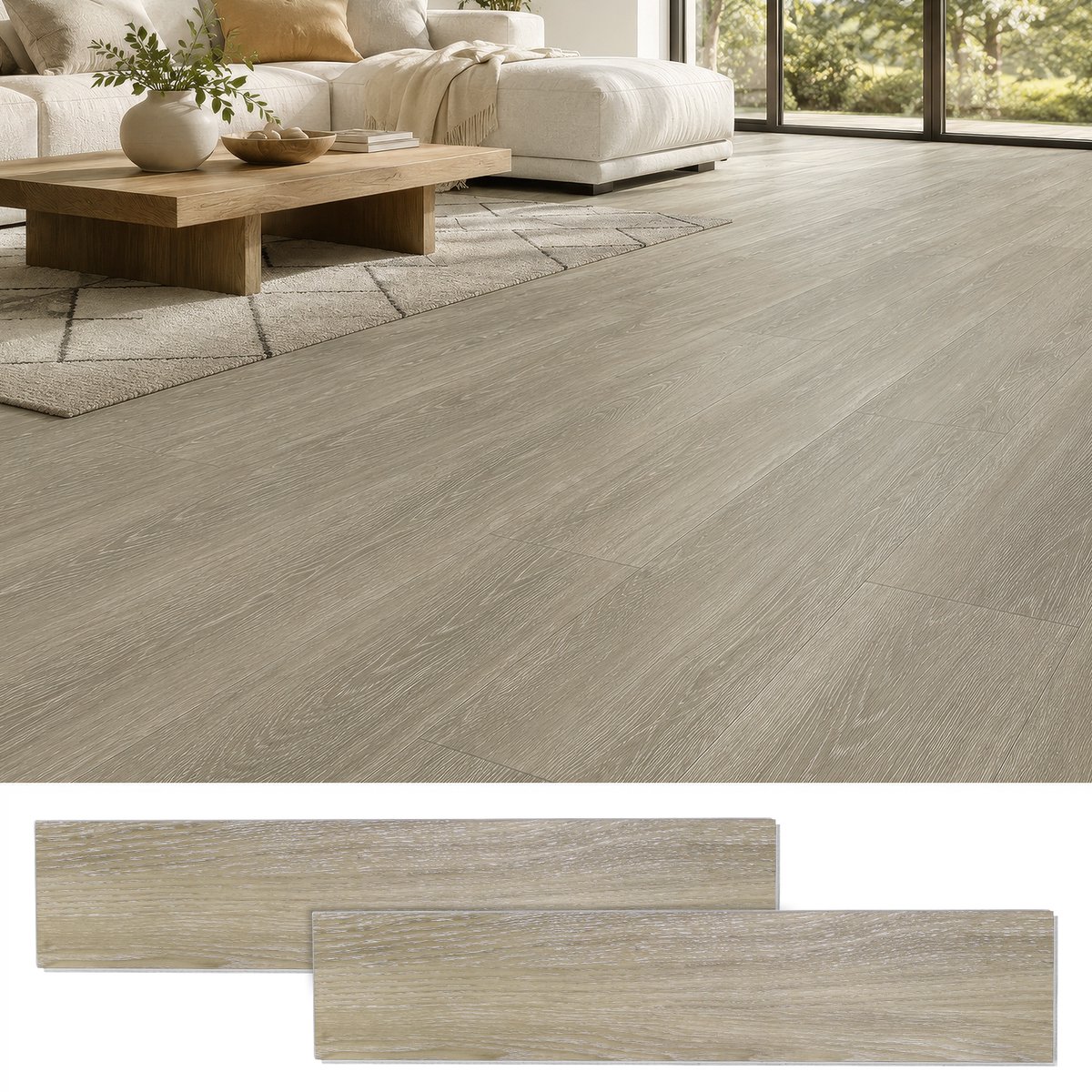 Lemonbest Klikvloer 18 Planken 1,47 m² - Vloerpanelen 4 mm met Kliksysteem en Houtlook - Voor Woonkamer Keuken en Kantoor - Natuurlijke houtkleur