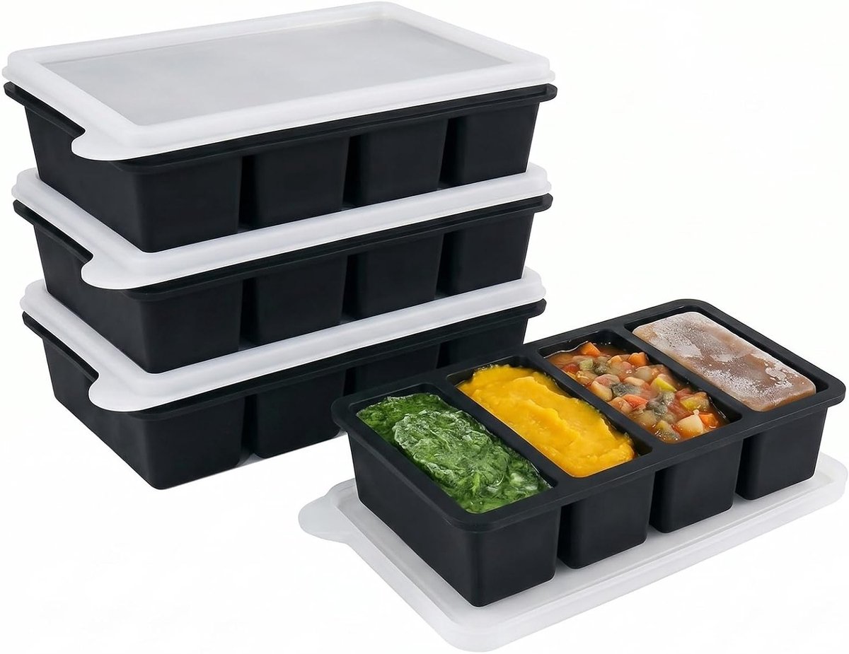 Vriescontainer van siliconen met deksel voor eenvoudig ontvormen, BPA-vrij, 250 ml, ideaal voor bouillon, sauzen en voedselopslag